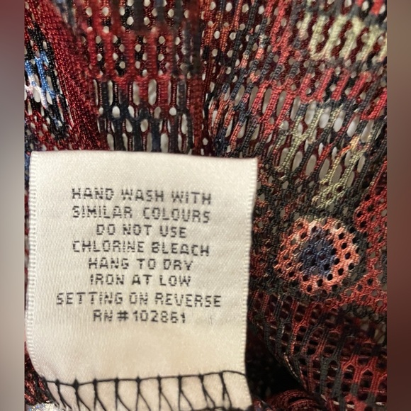 BNWT Dor Dor Couture Multi Floral Mesh Boho Pullover Flared Sleeve Top Sz MED - Picture 8 of 8